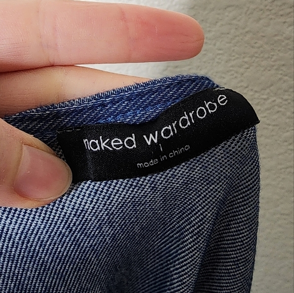 Naked Wardrobe The V Denim Bodysuit L - Picture 5 of 7
